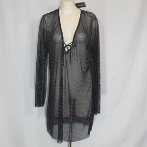 NWT Be Creative Swimsuit Cover Up  Dress Beach  Black White Dots size  14/ XL